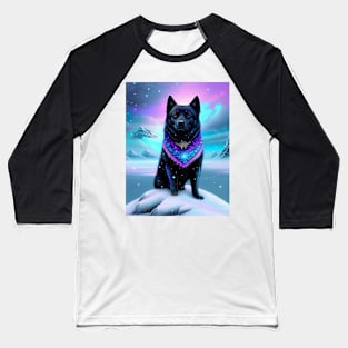 Schipperke Shines Bright in the Snowy Glow Baseball T-Shirt